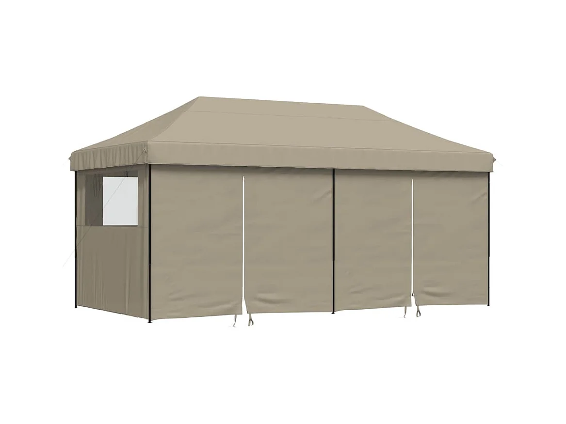 Carpa de recepción plegable retráctil con 4 paredes laterales en color topo