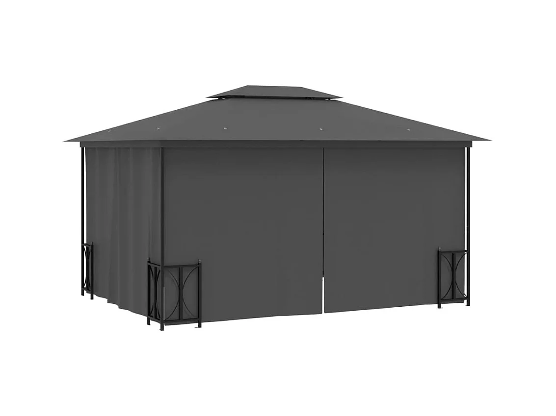 Cenador con paredes y doble techo 3x4 m Antracita