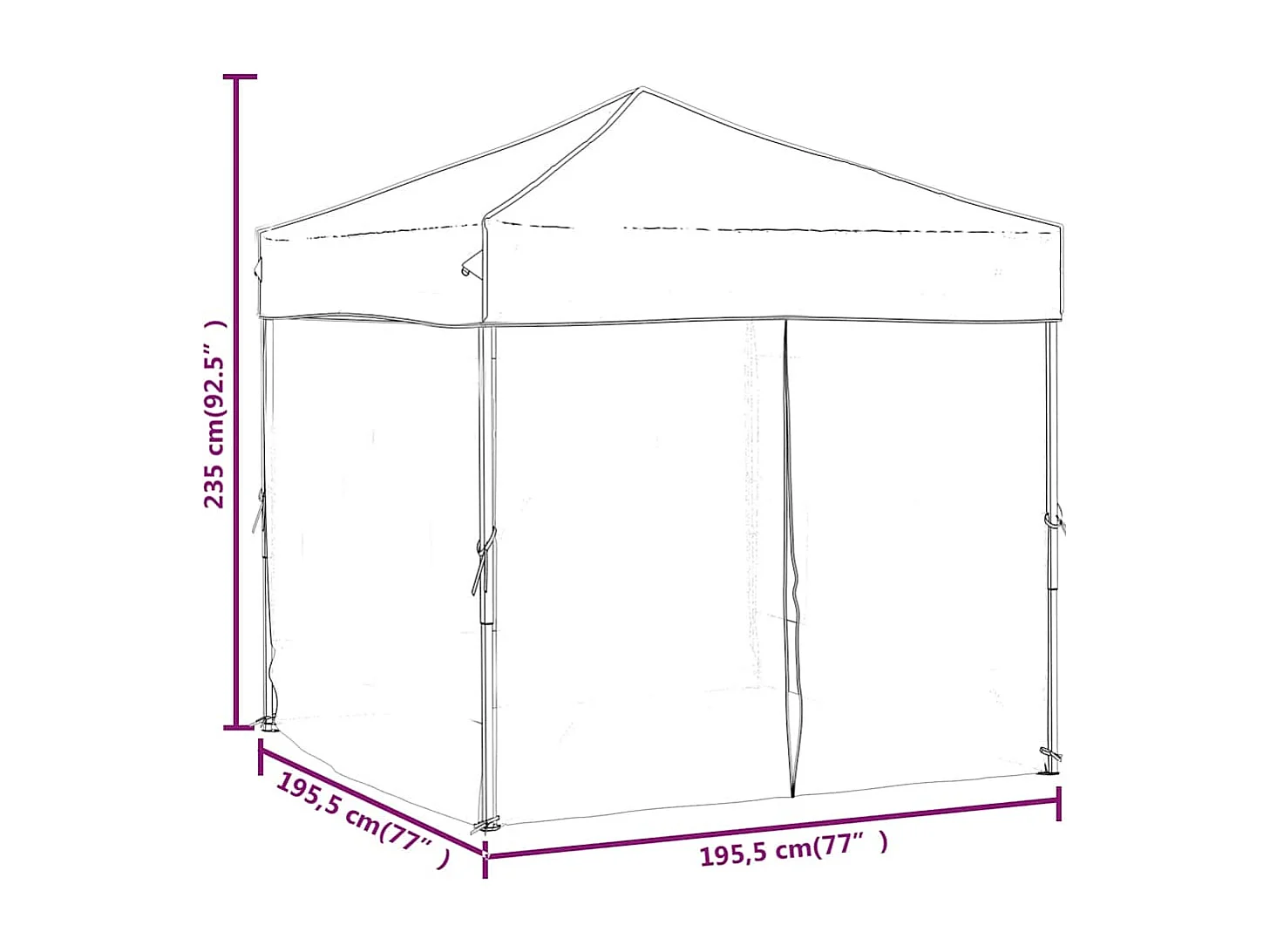 Tenda pieghevole per ricevimenti con pareti Bianca 2x2 m