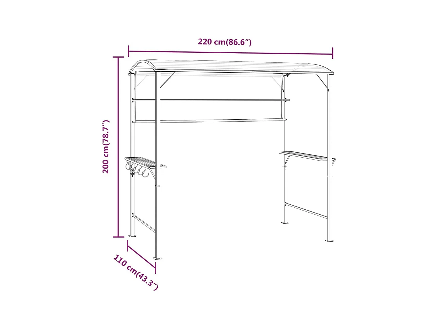 Belvédère avec toit 220x110x200 cm Crème