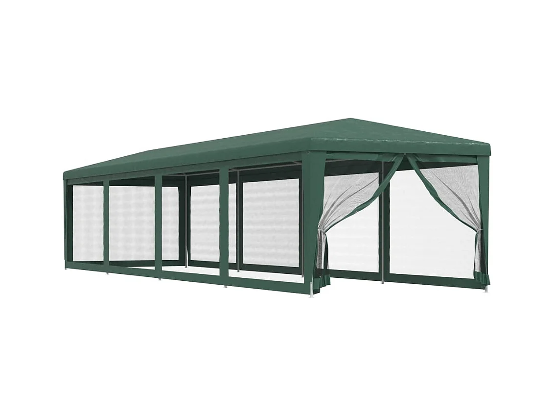 Carpa para fiestas y 10 paredes laterales de malla verde 3x12m HDPE