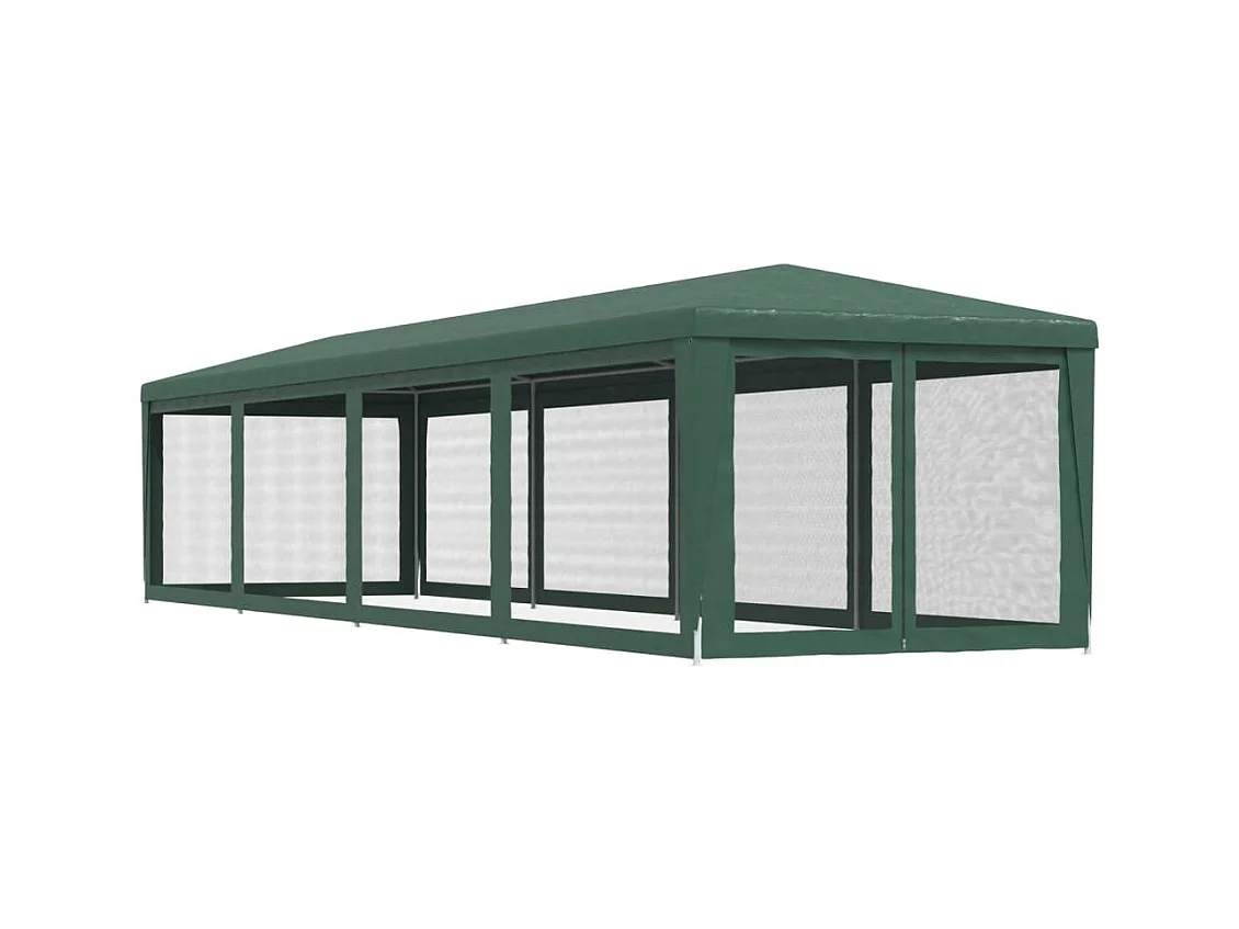Carpa para fiestas y 10 paredes laterales de malla verde 3x12m HDPE