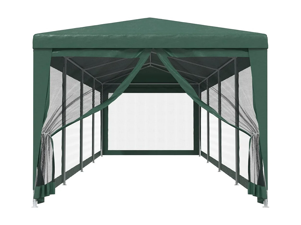 Carpa para fiestas y 10 paredes laterales de malla verde 3x12m HDPE