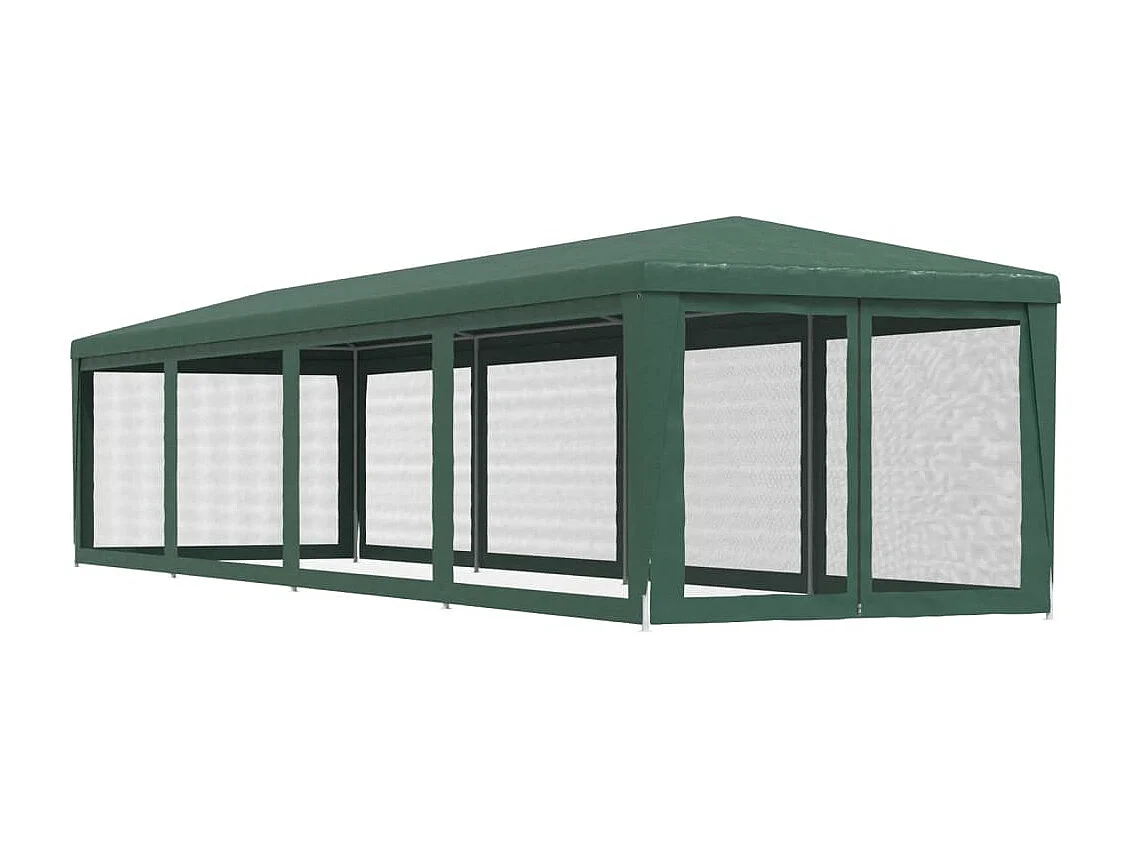 Carpa para fiestas y 10 paredes laterales de malla verde 3x12m HDPE