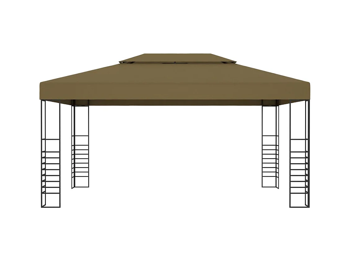 Cenador con guirnalda de luces LED 3x4 m color topo