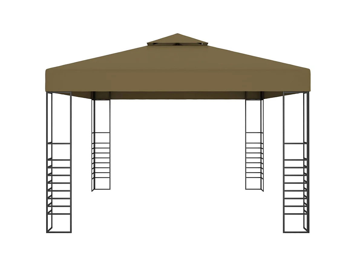 Cenador con guirnalda de luces LED 3x4 m color topo