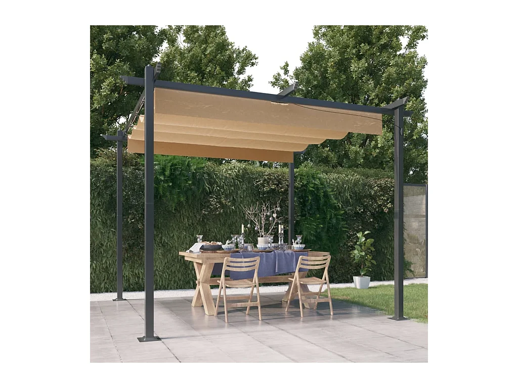 Gazebo da giardino con tetto retrattile 3x3 m Taupe