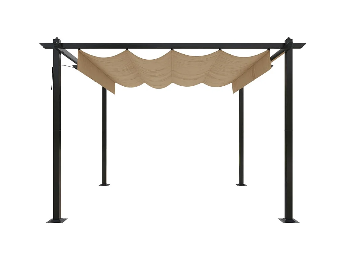 Gazebo da giardino con tetto retrattile 3x3 m Taupe
