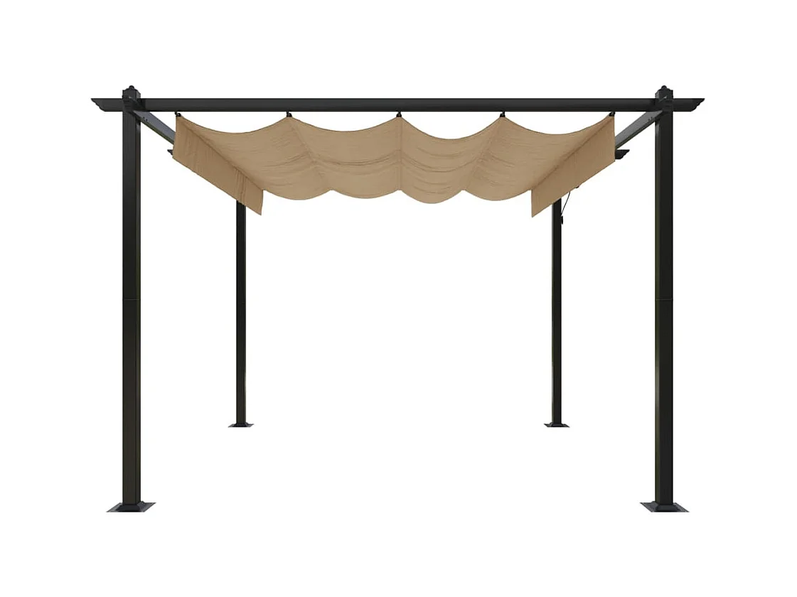 Gazebo da giardino con tetto retrattile 3x3 m Taupe