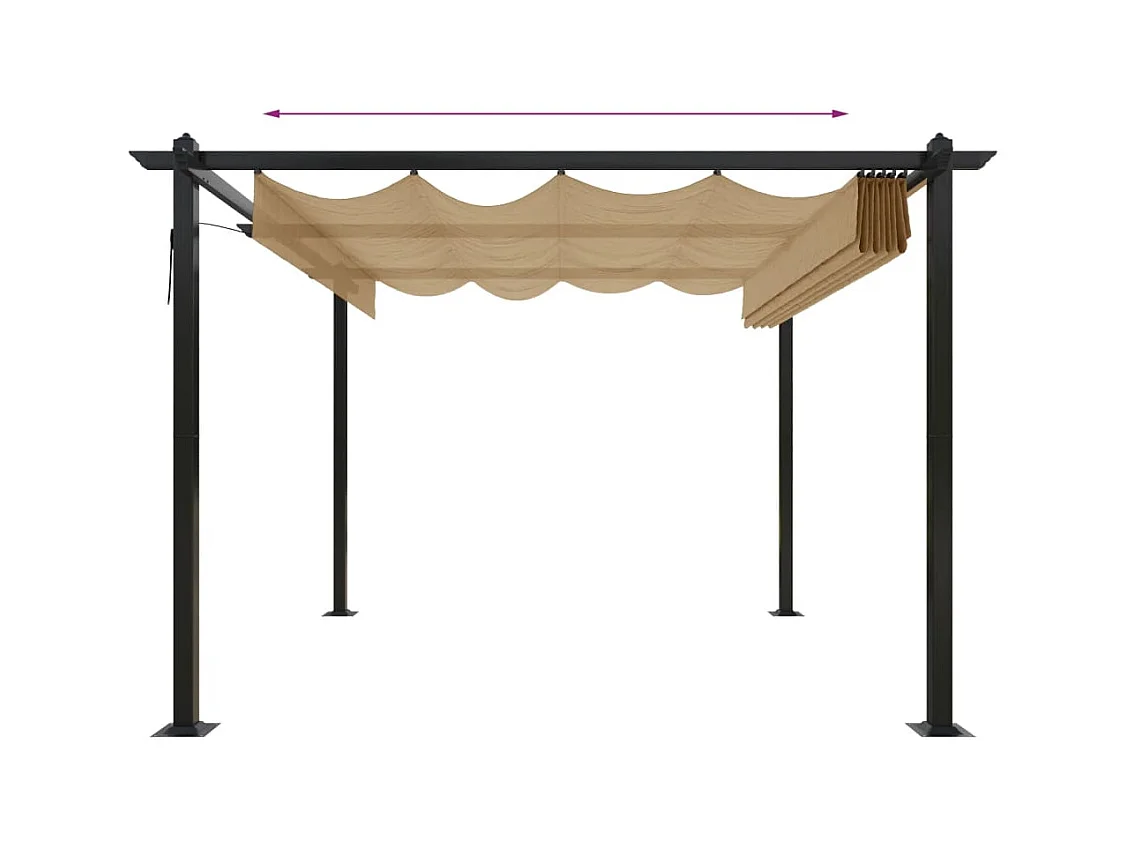 Gazebo da giardino con tetto retrattile 3x3 m Taupe