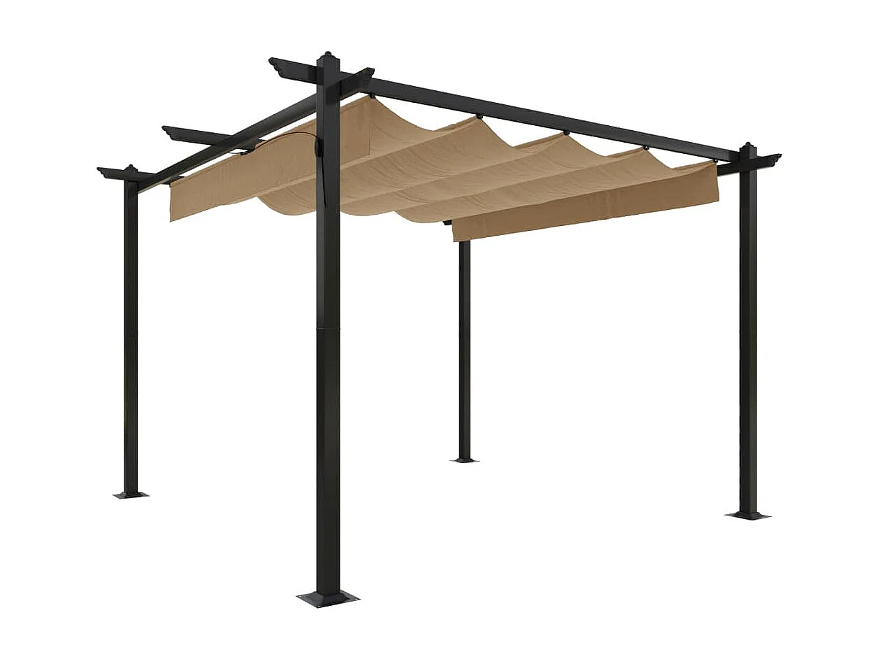 Cenador de jardín con techo retráctil 3x3 m Taupe