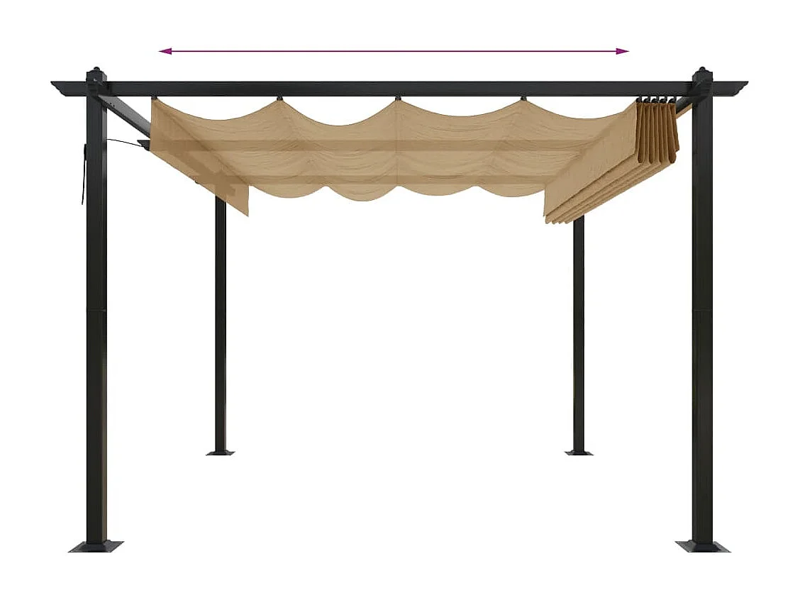 Cenador de jardín con techo retráctil 3x3 m Taupe