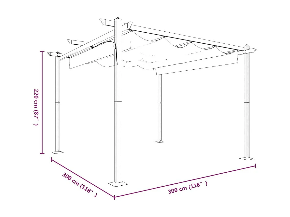 Cenador de jardín con techo retráctil 3x3 m Taupe