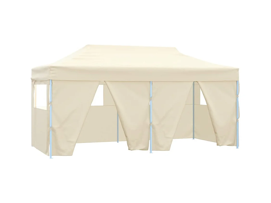 Carpa de recepción plegable de 4 paredes 3x6 m Acero Crema