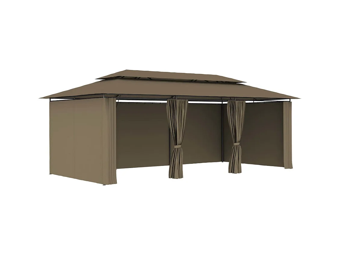 Gazebo con tende 600x298x270 cm Tortora 180 g/m²