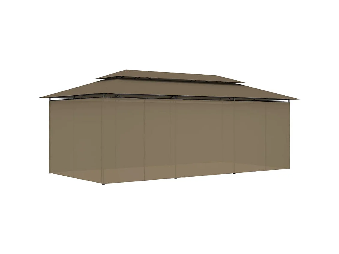 Gazebo con tende 600x298x270 cm Tortora 180 g/m²