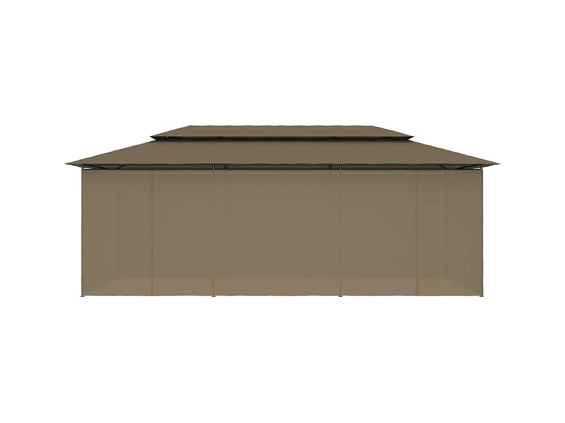 Gazebo con tende 600x298x270 cm Tortora 180 g/m²