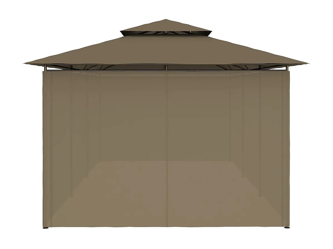 Gazebo con tende 600x298x270 cm Tortora 180 g/m²