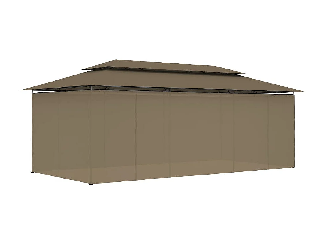 Cenador con cortinas 600x298x270 cm Taupe 180 g/m²