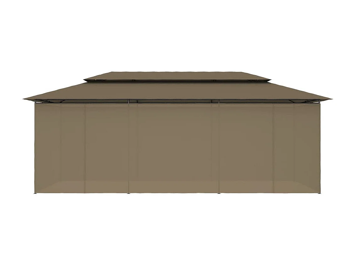 Cenador con cortinas 600x298x270 cm Taupe 180 g/m²