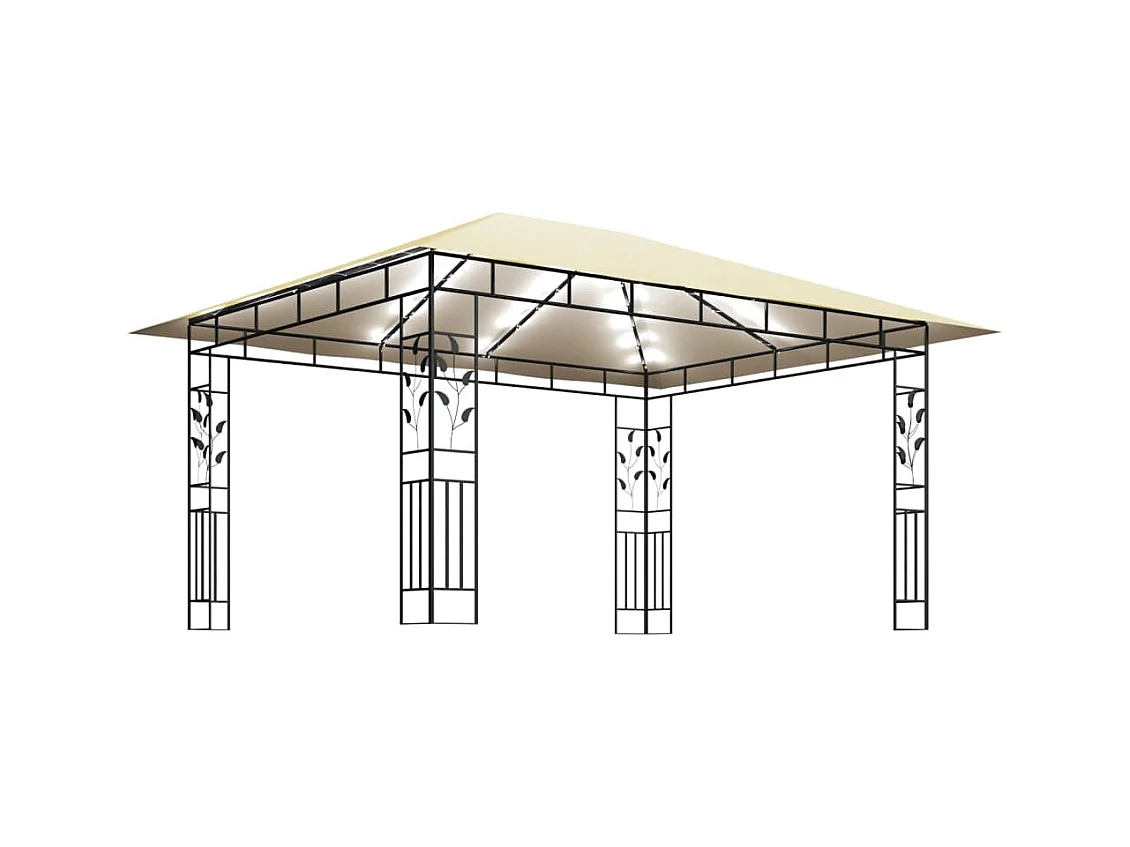 Gazebo con mosquitera y luces LED 4x3x2,73 m Crema
