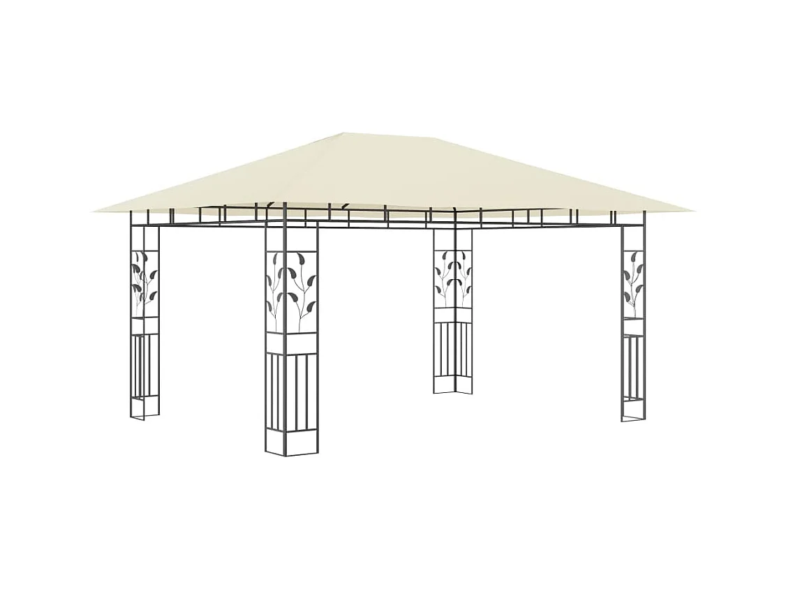 Gazebo con mosquitera y luces LED 4x3x2,73 m Crema