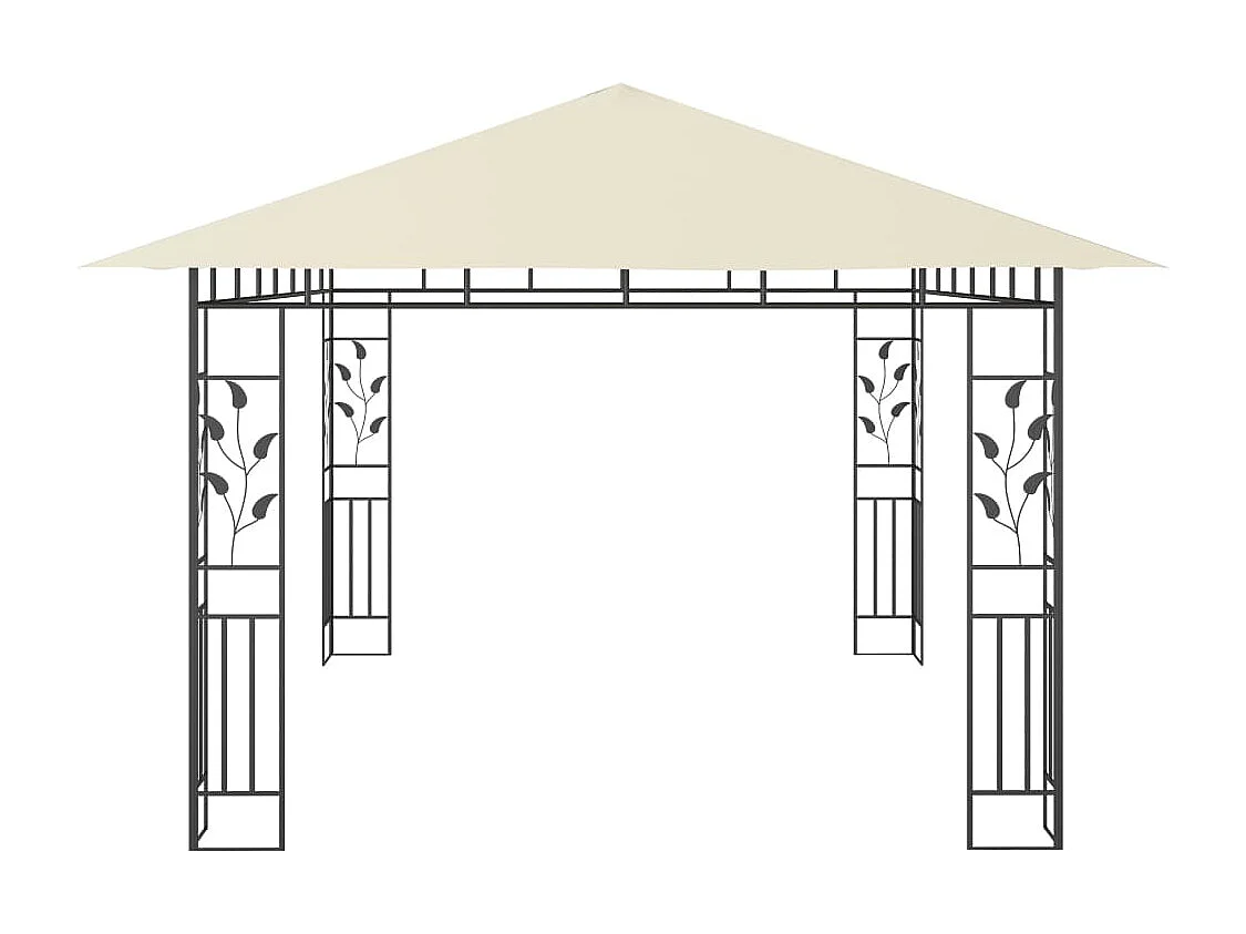 Gazebo con mosquitera y luces LED 4x3x2,73 m Crema