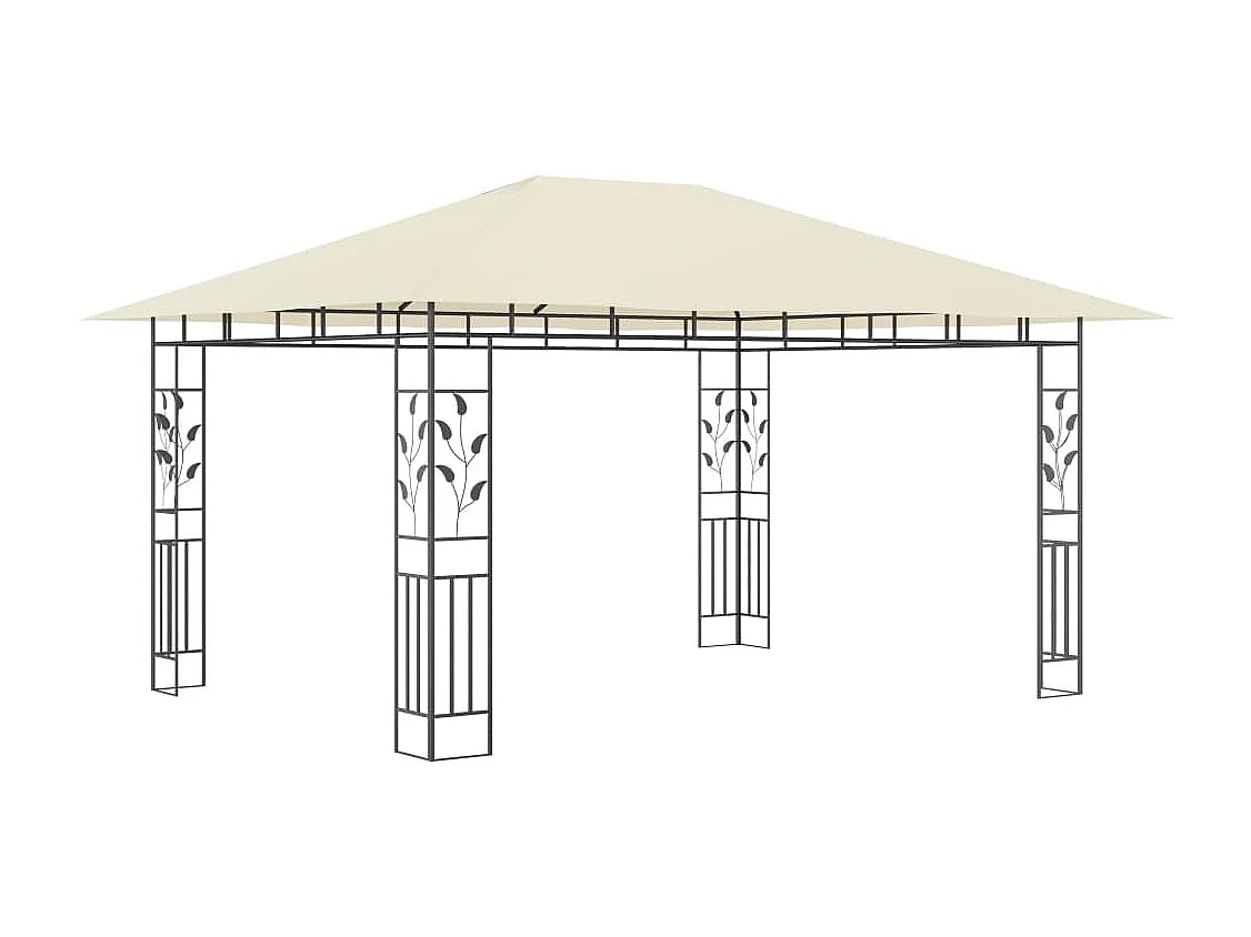 Gazebo con mosquitera y luces LED 4x3x2,73 m Crema