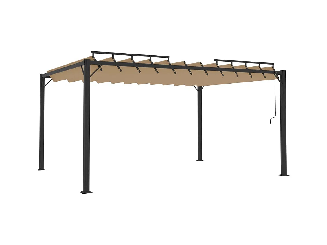 Cenador con techo de lamas 3x4 m Tejido Taupe y aluminio