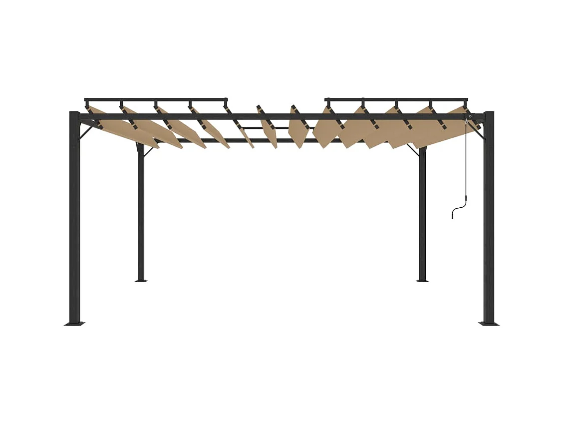 Cenador con techo de lamas 3x4 m Tejido Taupe y aluminio