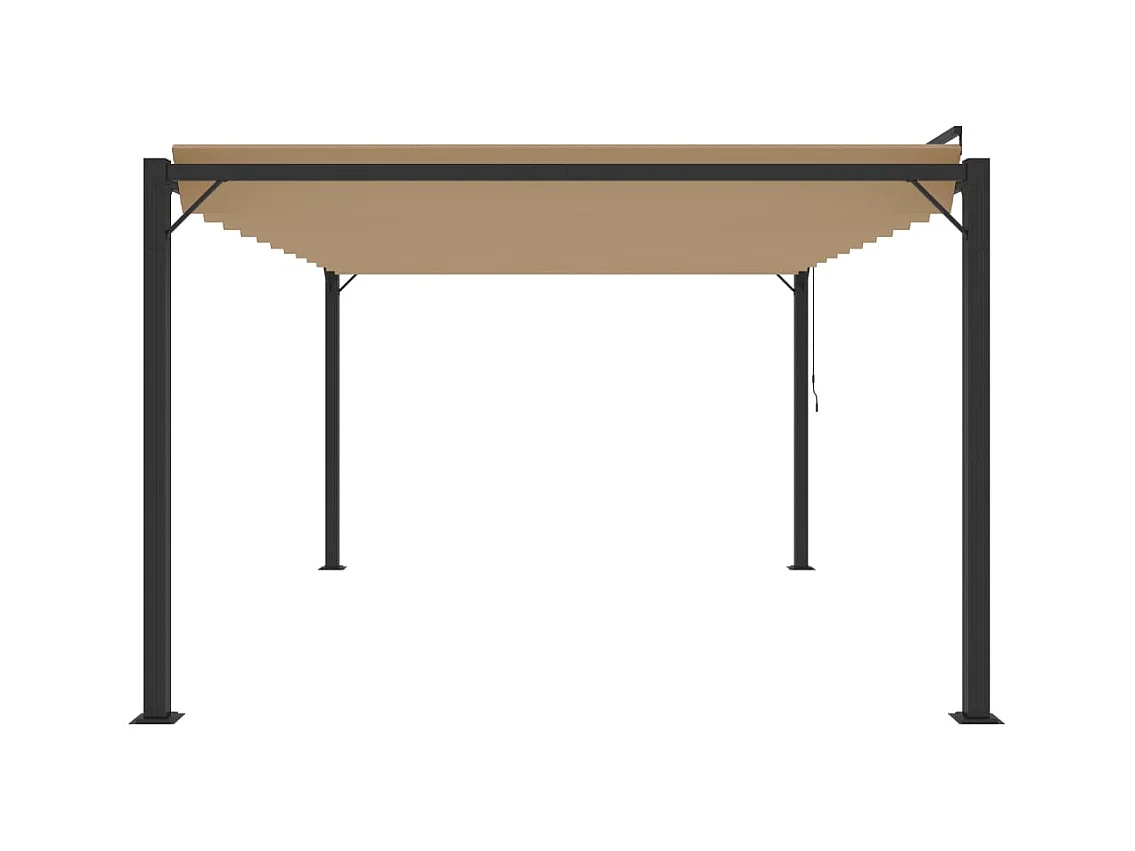 Cenador con techo de lamas 3x4 m Tejido Taupe y aluminio