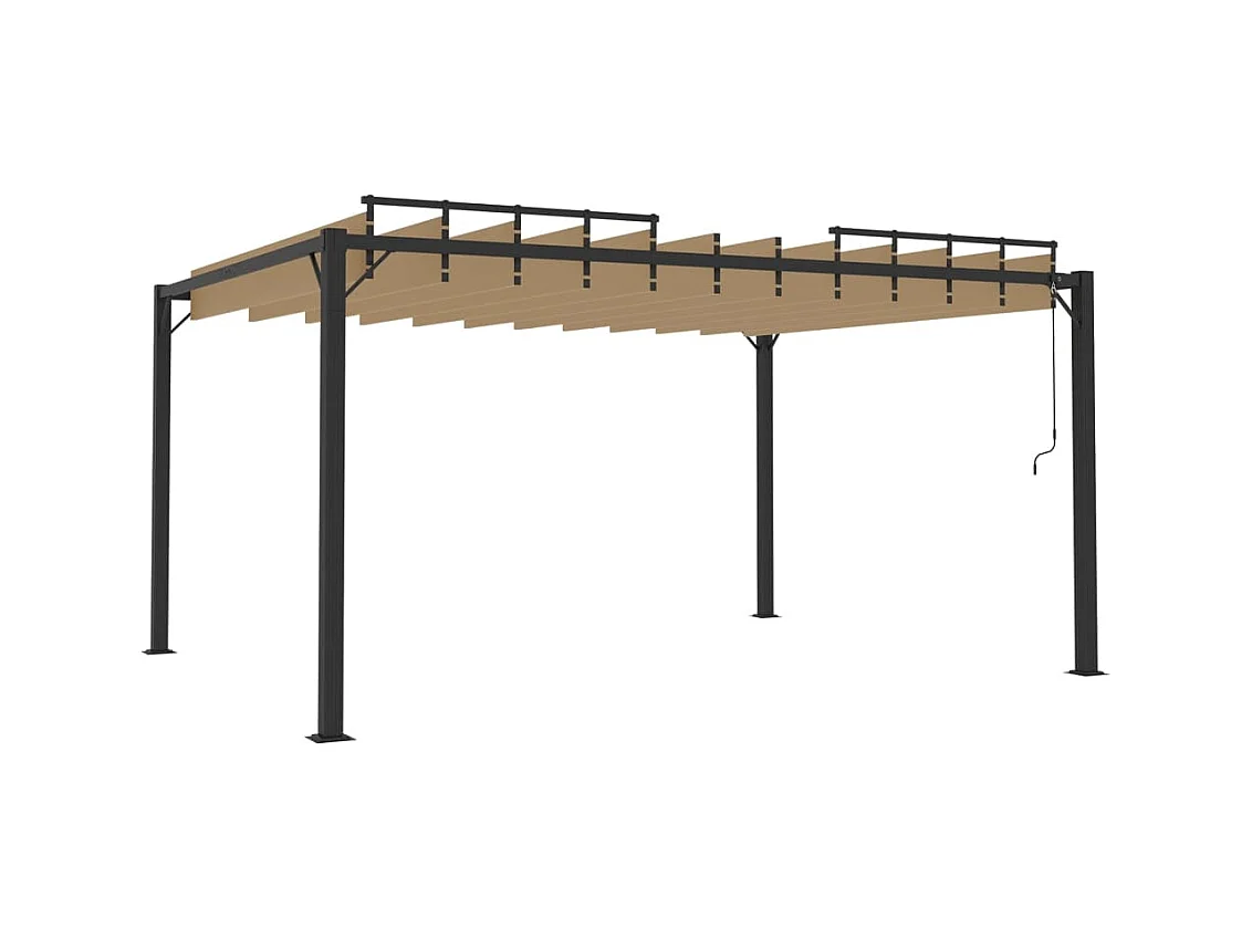 Cenador con techo de lamas 3x4 m Tejido Taupe y aluminio
