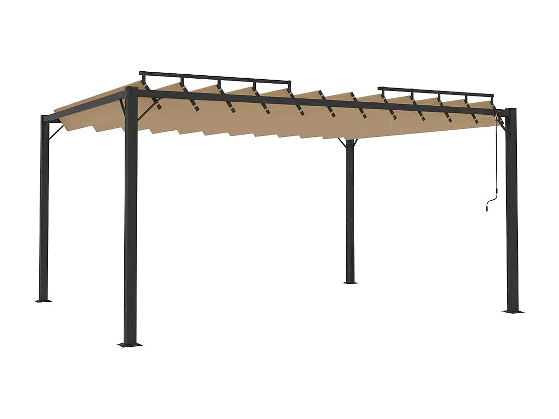 Cenador con techo de lamas 3x4 m Tejido Taupe y aluminio
