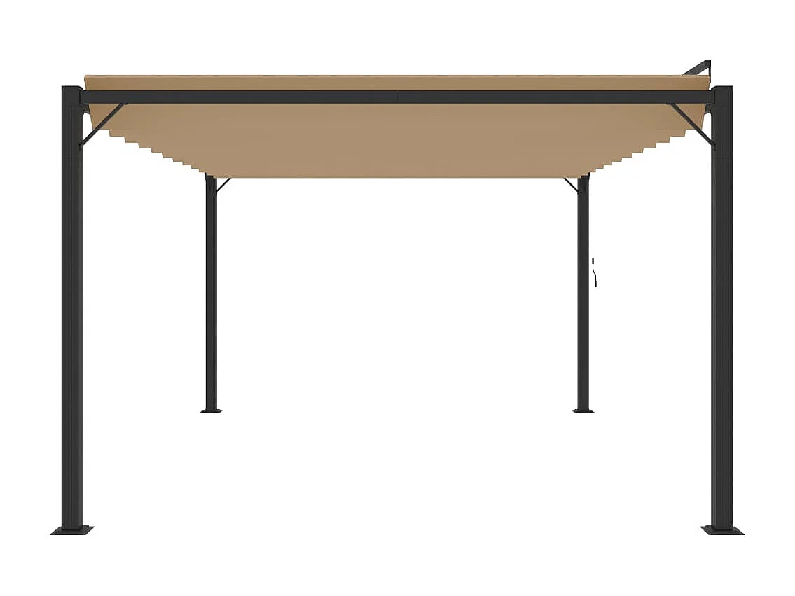 Cenador con techo de lamas 3x4 m Tejido Taupe y aluminio