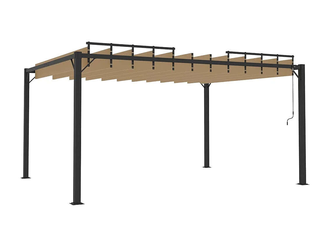 Cenador con techo de lamas 3x4 m Tejido Taupe y aluminio