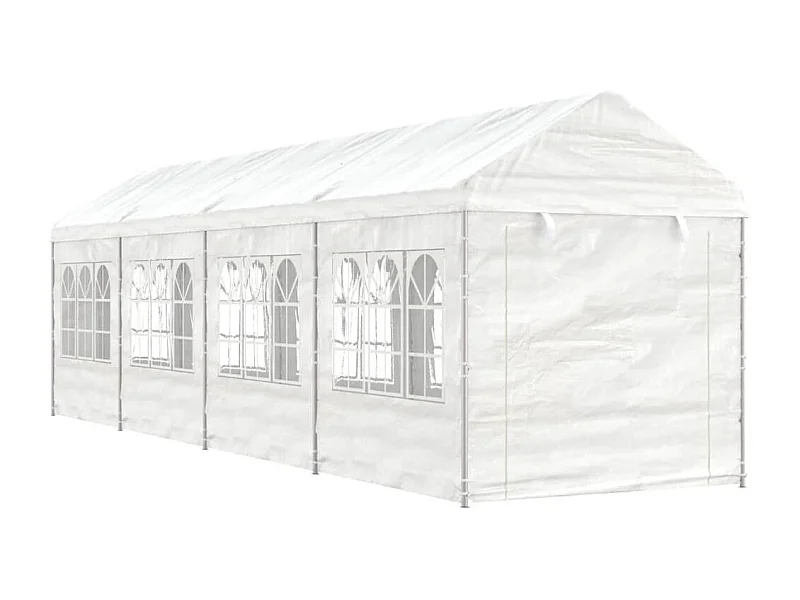 Gazebo con techo blanco 8,92x2,28x2,69 m polietileno