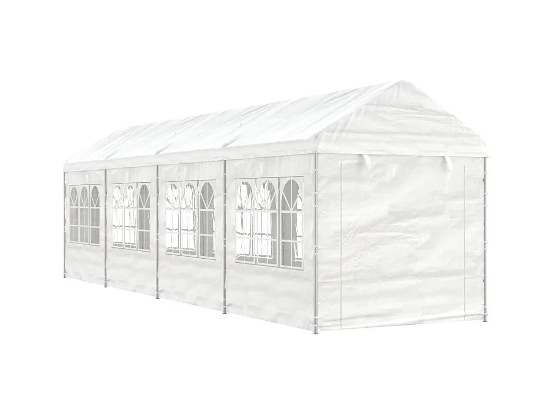 Gazebo con techo blanco 8,92x2,28x2,69 m polietileno