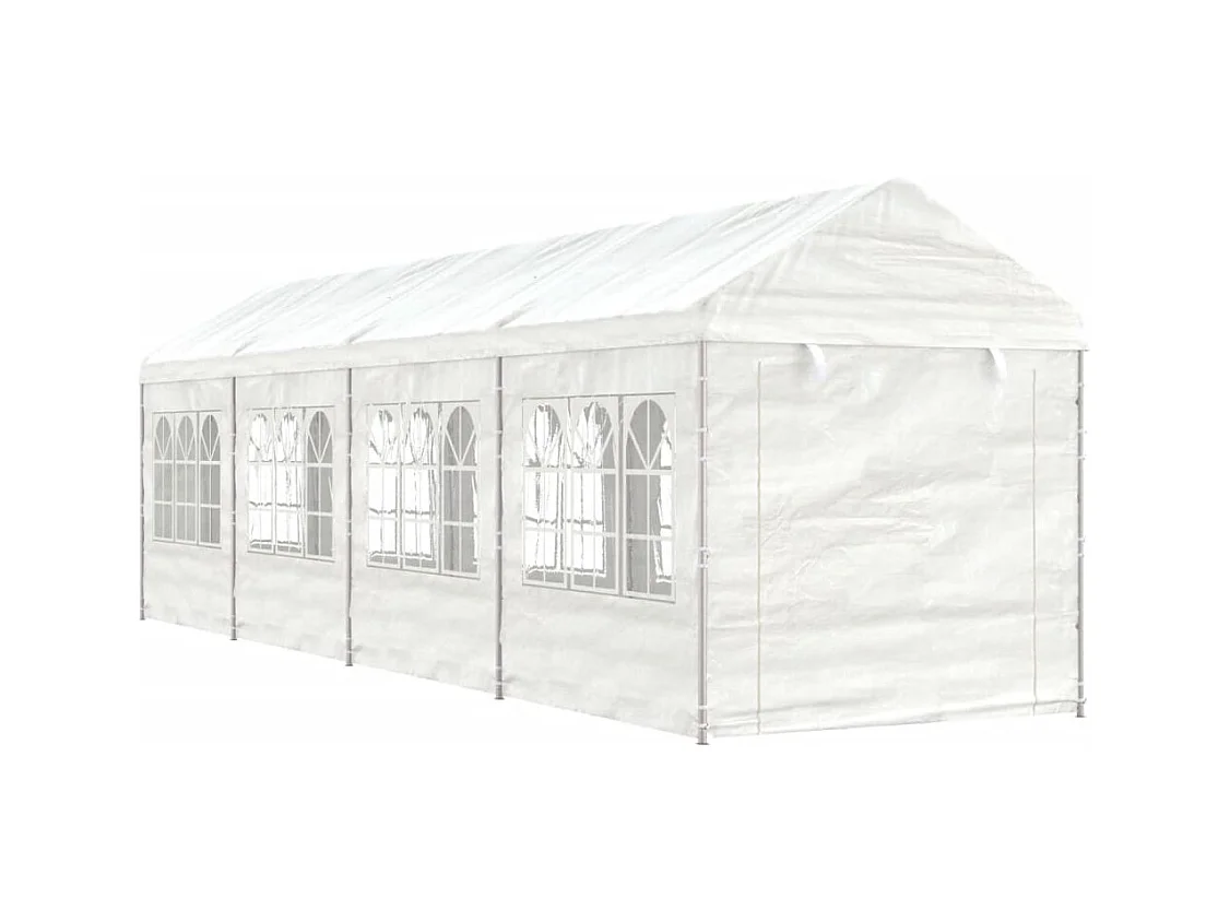 Gazebo con techo blanco 8,92x2,28x2,69 m polietileno