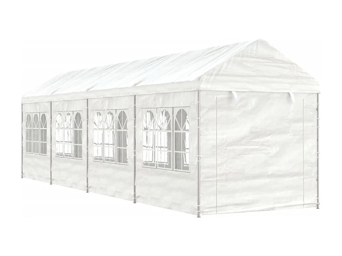Gazebo con techo blanco 8,92x2,28x2,69 m polietileno