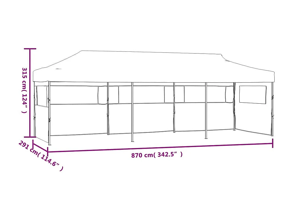 Tenda pieghevole pop-up color crema da 3x9 m con 5 pareti