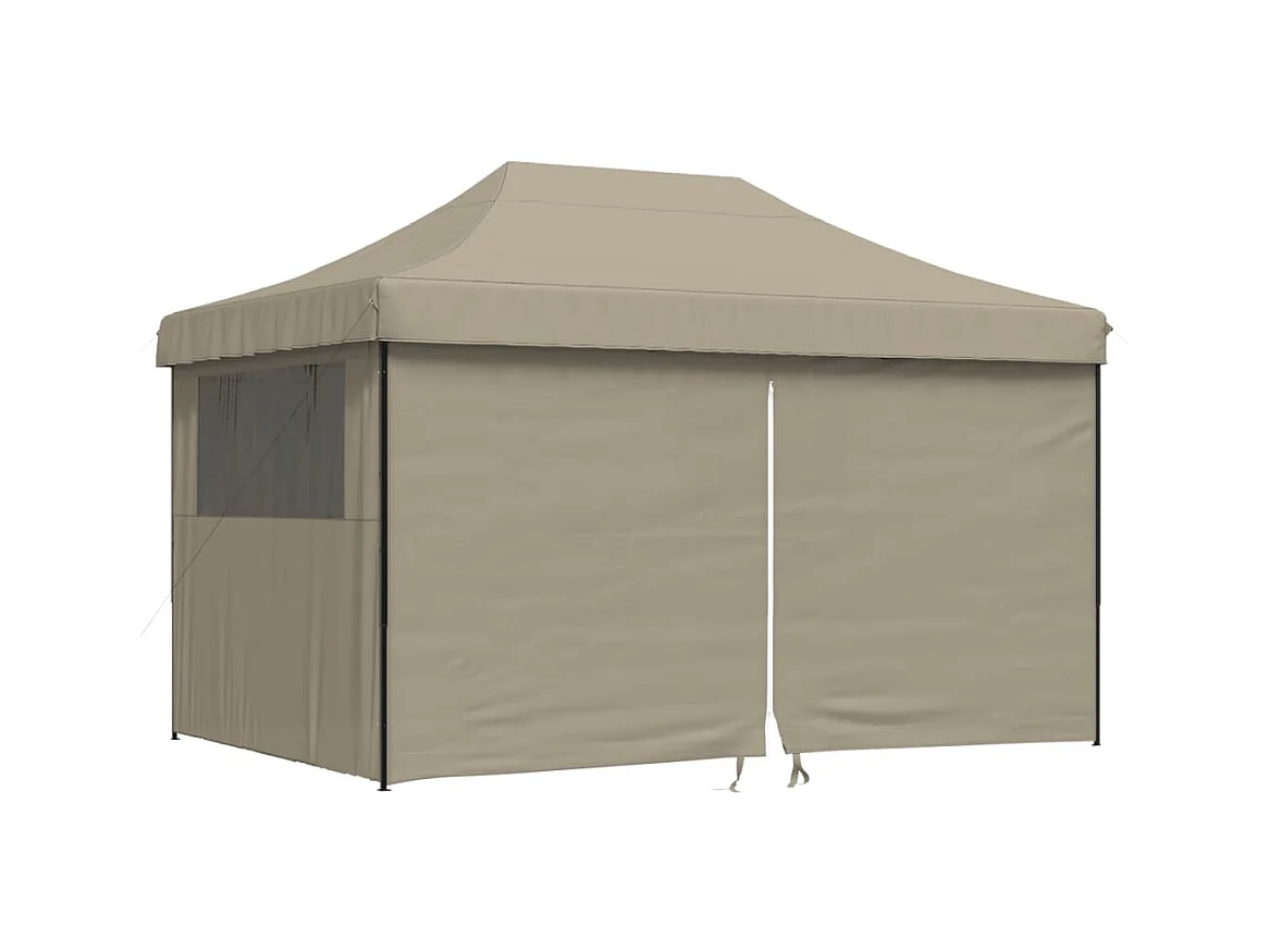 Carpa de recepción plegable retráctil con 4 paredes laterales en color topo