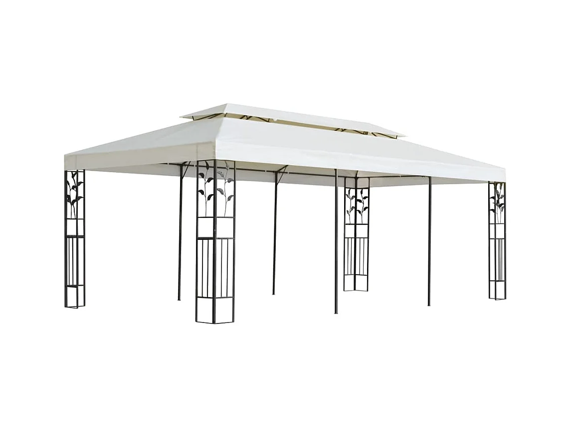 Witte dubbeldak paviljoen 6x3 m staal