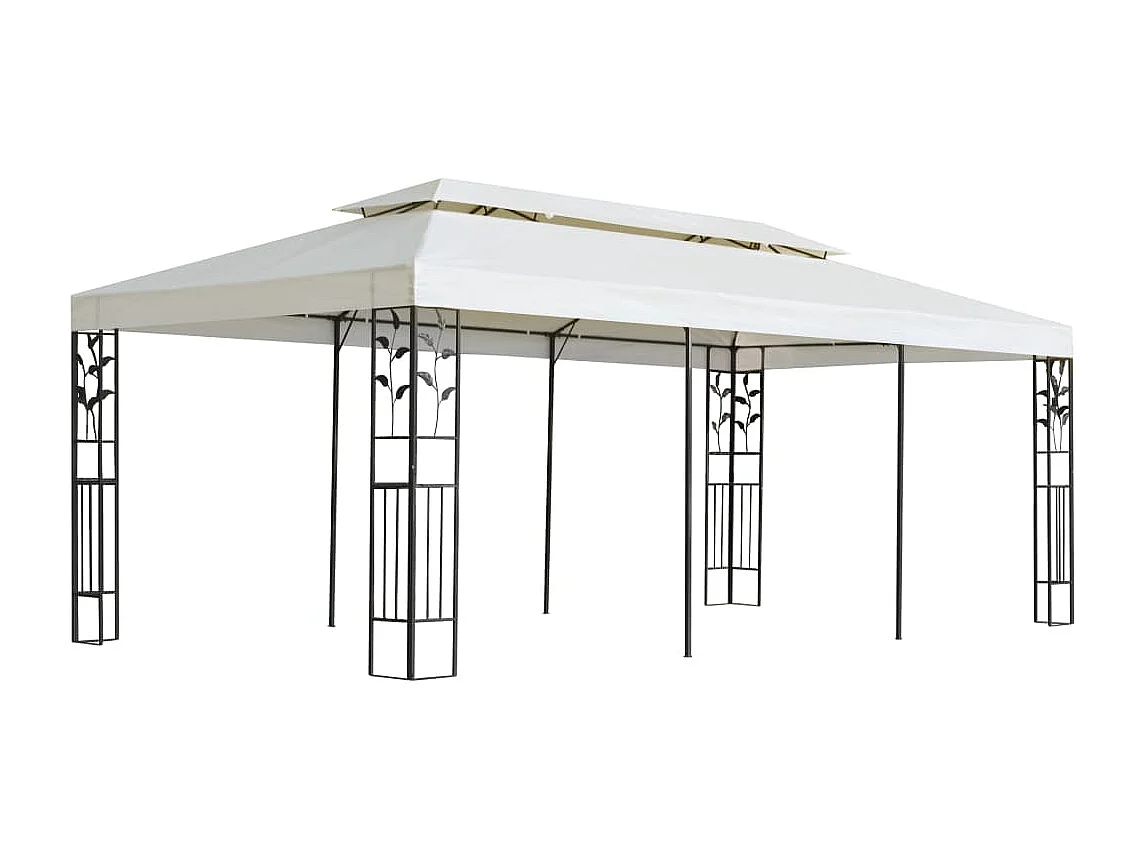 Gazebo bianco a doppio tetto 6x3 m in acciaio