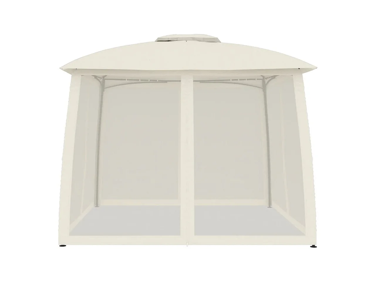 Gazebo con techo doble y paredes de malla de acero color crema