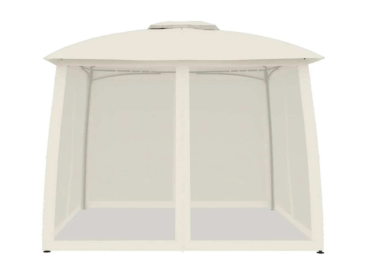 Gazebo con techo doble y paredes de malla de acero color crema