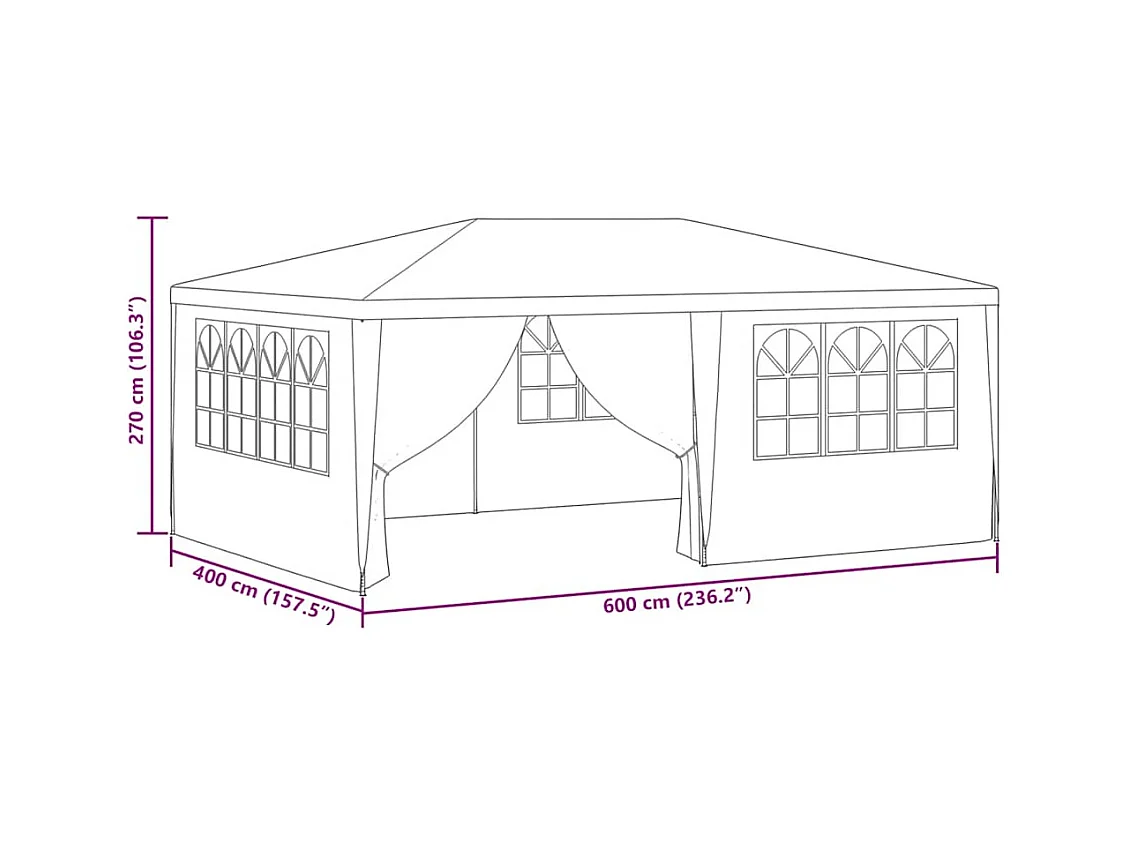 Ontvangsttent met zijwanden 4x6 m Groen 90 g/m²