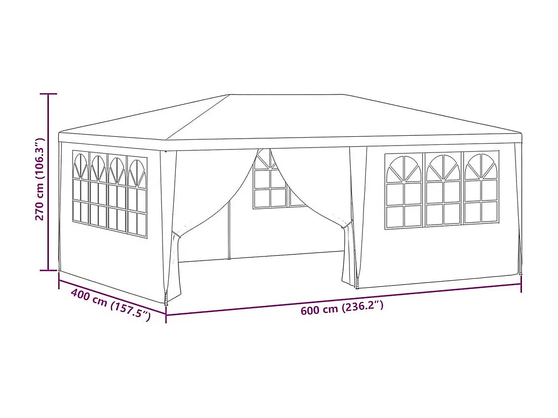 Carpa de recepción con paredes laterales 4x6 m Verde 90 g/m²