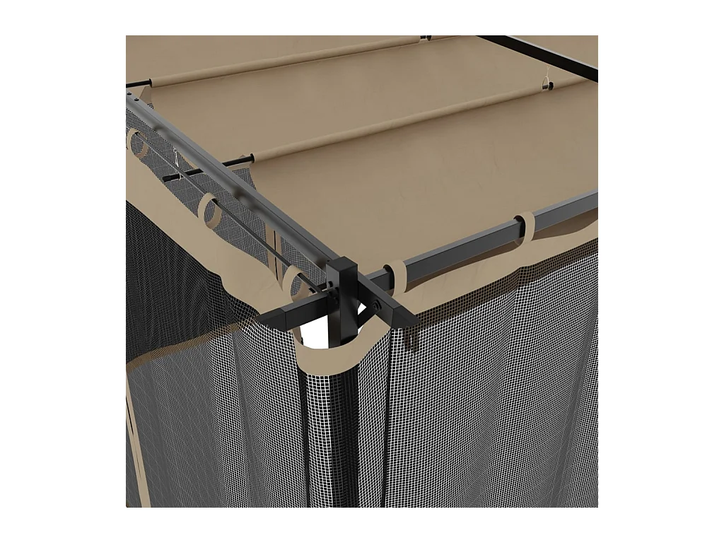 Cenador con paredes de malla color topo 6x3 m acero