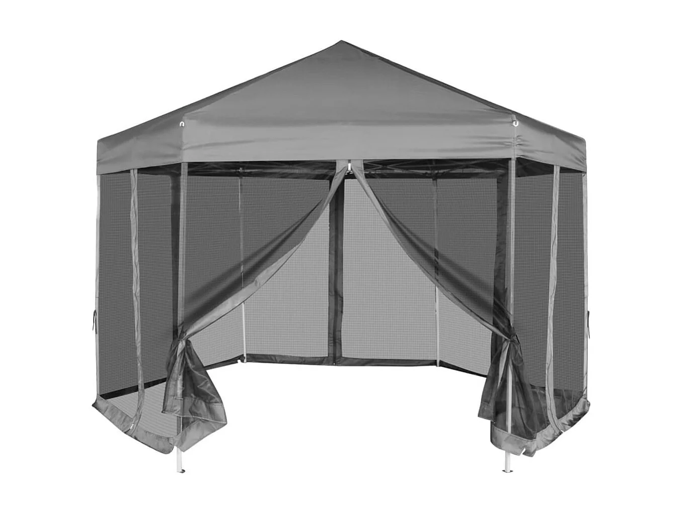 Carpa hexagonal con 6 paredes laterales Gris 3,6x3,1 m
