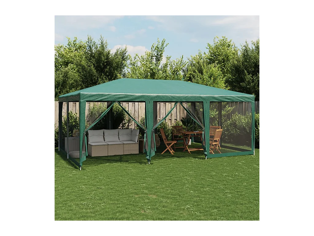 Partytent met 10 mesh zijwanden groen 6x4m HDPE